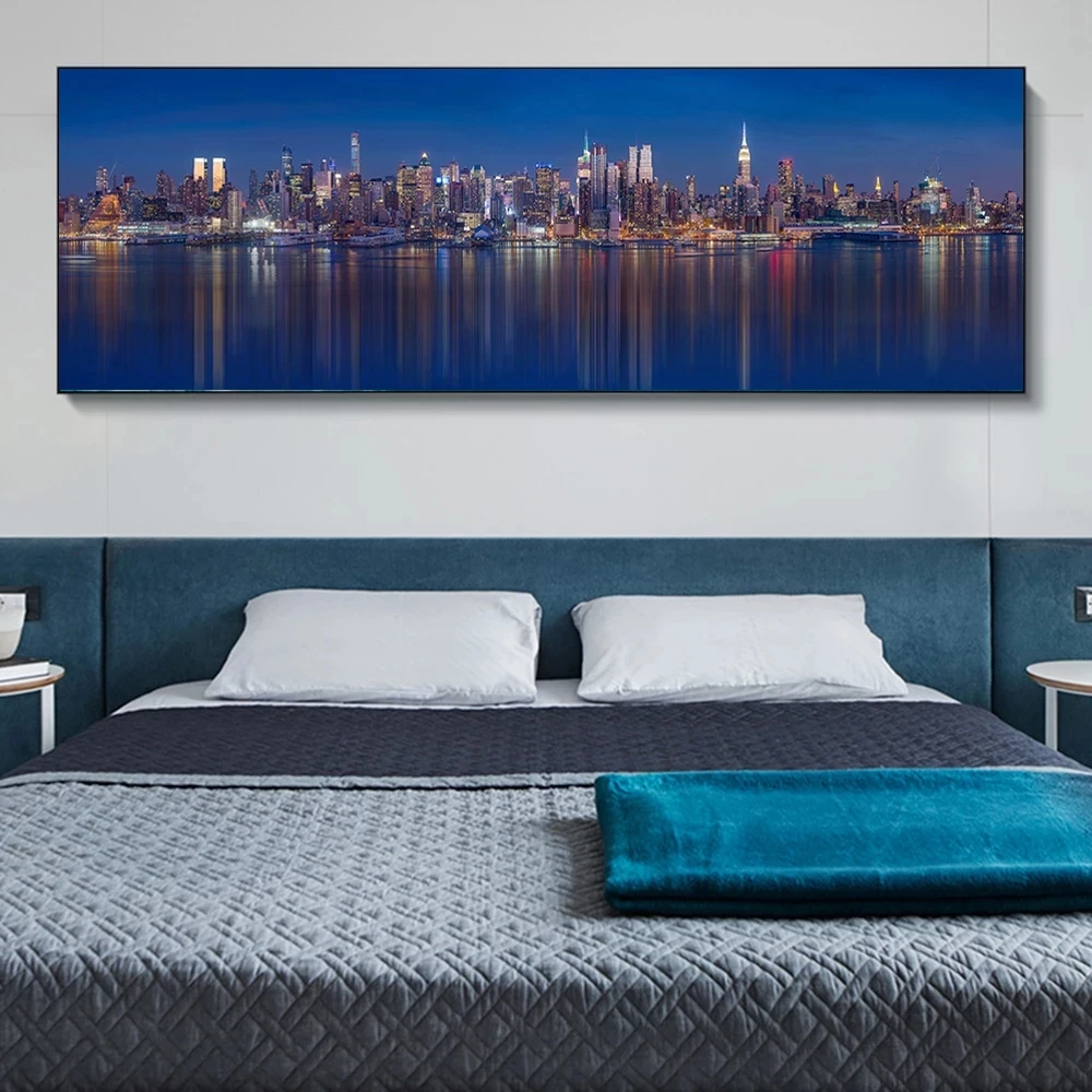 Империя здание ночь вид холст картины Манхэттен Skyline стена фотография стены