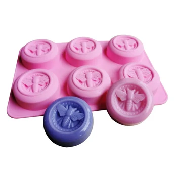 

6 Cavities DIY Soap Mould Bee Shape Fondant Cake Mold Multifunction Non-toxic Silicone Baking Accessories Kitchen Gadgets