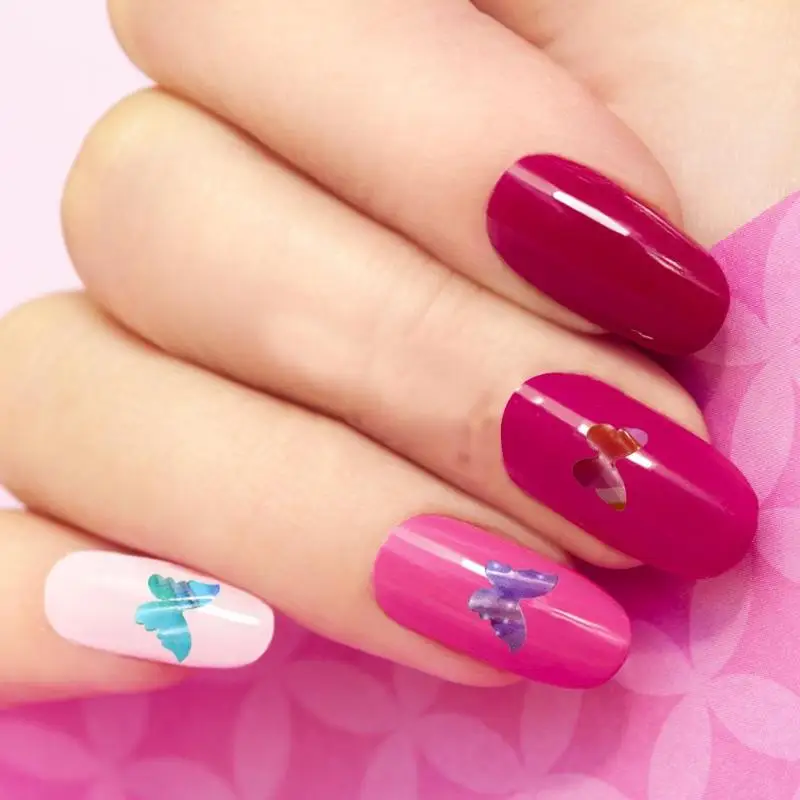 8 шт./компл. бабочка лазерный Nail Art Стикеры простота безопасности нежный дизайн самоклеящаяся DIY Декор для маникюра наклейка