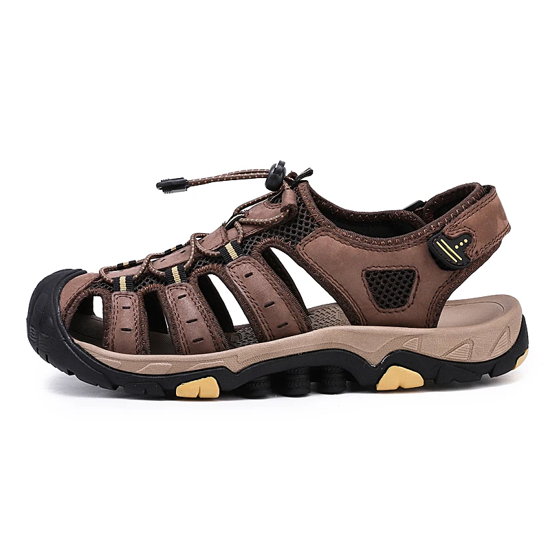 Новинка года; летние мужские сандалии; Повседневная обувь в римском стиле; дышащие мужские сандалии; Удобный светильник вьетнамские сандалии - Цвет: brown