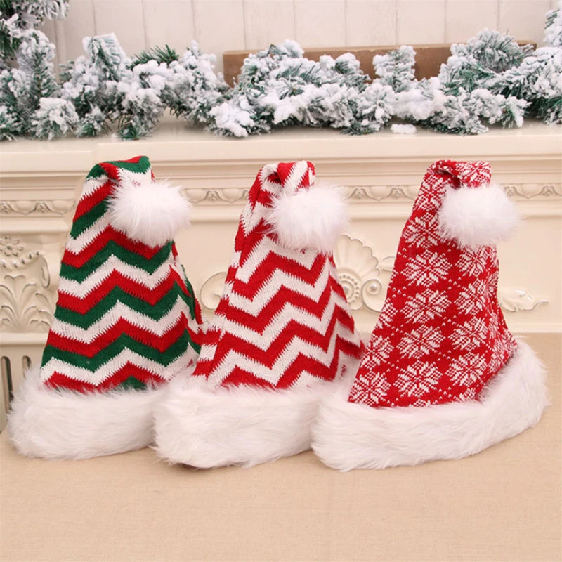 2022 Christmas Big Gift 2022 Happy New Year Decoration Thicken Adult Christmas Hat Knitted Plush Big  Hairy Ball Christmas Decoration Hat Christmas Gift|Pendant & Drop  Ornaments| - Aliexpress