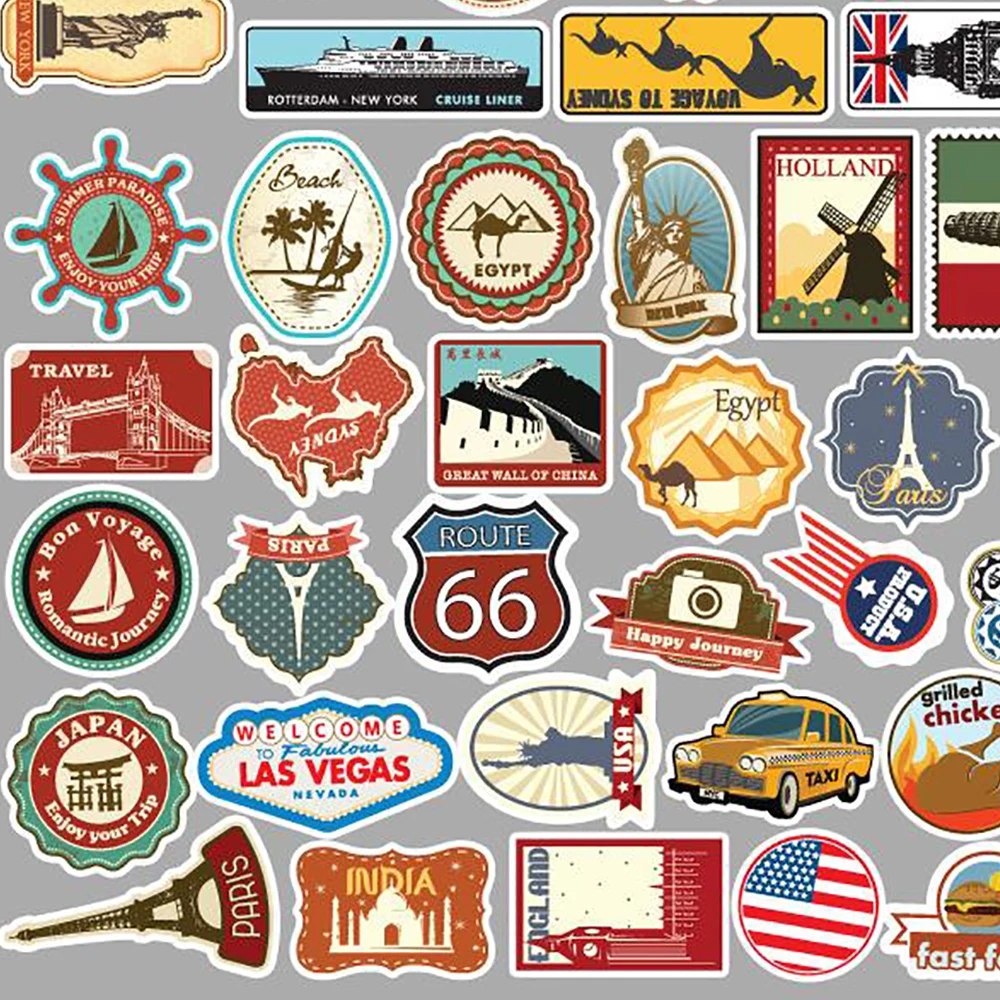 Cartoon Fashion Colorful Decorative Stickers 10/30/50PCS Mixed Travel Graffiti Motorcycle Phone Luggage Guitar Fridge Laptop PVC Waterproof DIY