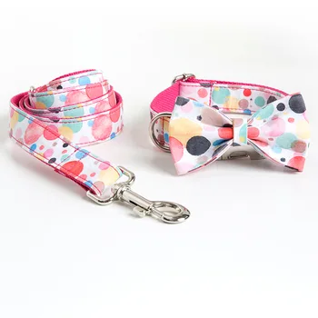 

Personalized Floral Dog Collar and Leash Set Custom Small Medium Large Dog Pet ID Collar Lead Flower Print Dog Engraved Collars