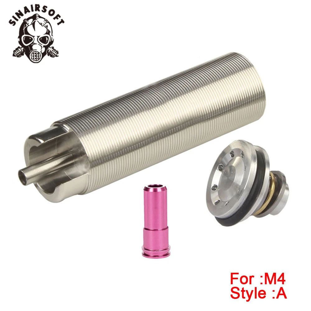 Tune Up Kit Stainless Steel CNC Milled One-piece Solid Cylinder Built-in Head Piston Nozzle Airsoft Paintball | Спорт и развлечения