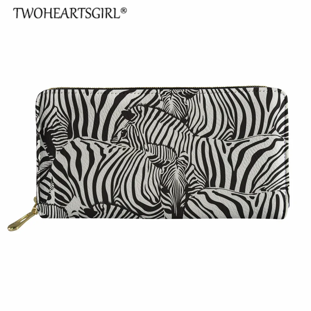 Twoheartsgirl с принтом зебры Длинный кошелек клатч женская сумка простая Мода Монета ID держатель для карт мужской телефон сумка женский кожаный кошелек - Цвет: L1957Z21