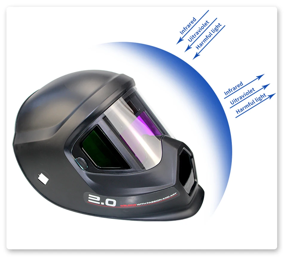 Mascara de soldar con DIN9-DIN13, vista grande con ventana lateral