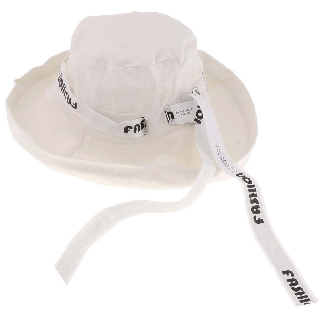 Womens Classical Bucket Hat Packable Wide Brim Sun Hat Cap with Wind Rope