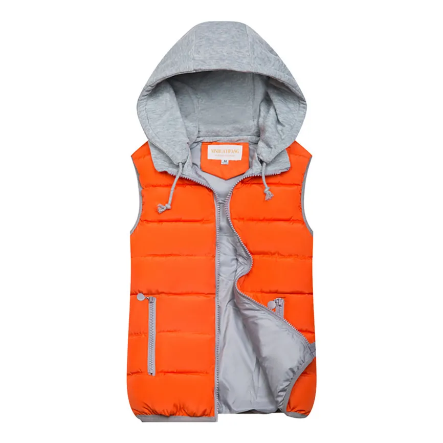 Orange Women Autumn Winter Vest Pink Black Warm Wadded Hooded With Zipper Waistcoat Plus Size 3XL Casual Short Jacket 10 Colors - Цвет: Orange