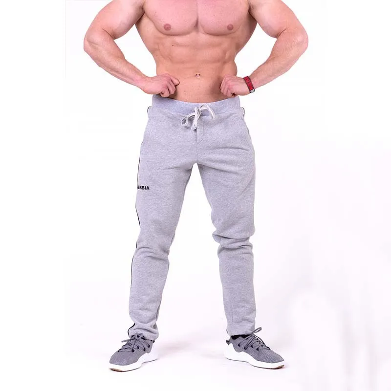 gray Мужские брюки, длинные штаны для фитнеса, мужские повседневные Pantalon, es Jogger, Mannen Pantalon, Homme, тонкие черные брюки, мужские серые спортивные штаны, брюки-чиносы - Цвет: gray