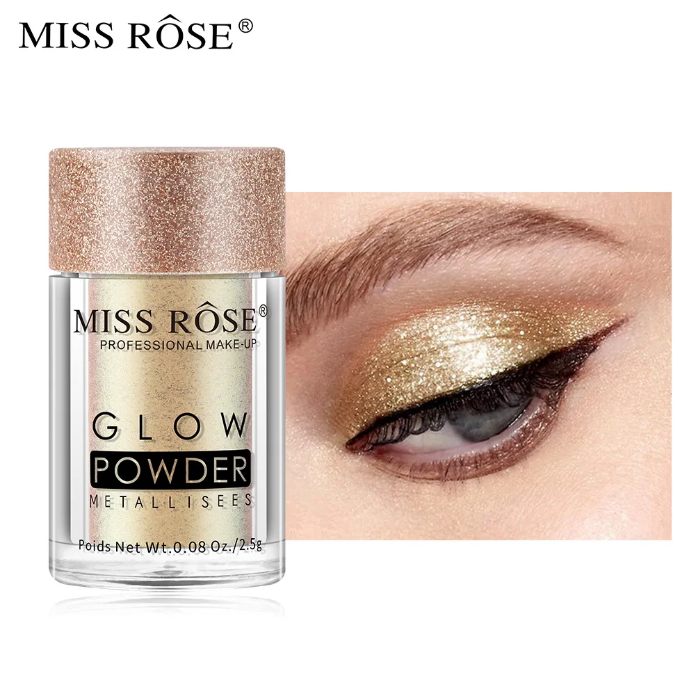 

Miss Rose Metallic Glitter Eyeshadow Powder 16 Colors Shimmer Mermaid Purple Pigment Long Lasting Waterproof Make Up Eye Shadow