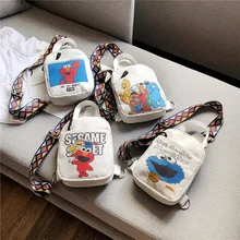 Новая стильная холщовая нагрудная плечевая сумка рюкзак ручная Наплечная Сумка с мультяшным милым Сезам уличная сумка для танцев