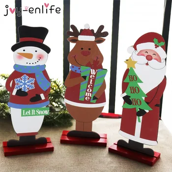 

Santa Claus Snowman Elk Wood Craft Christmas Xmas Table Ornament Noel Christmas Decoration For Home Natal Gift 2021 New Year