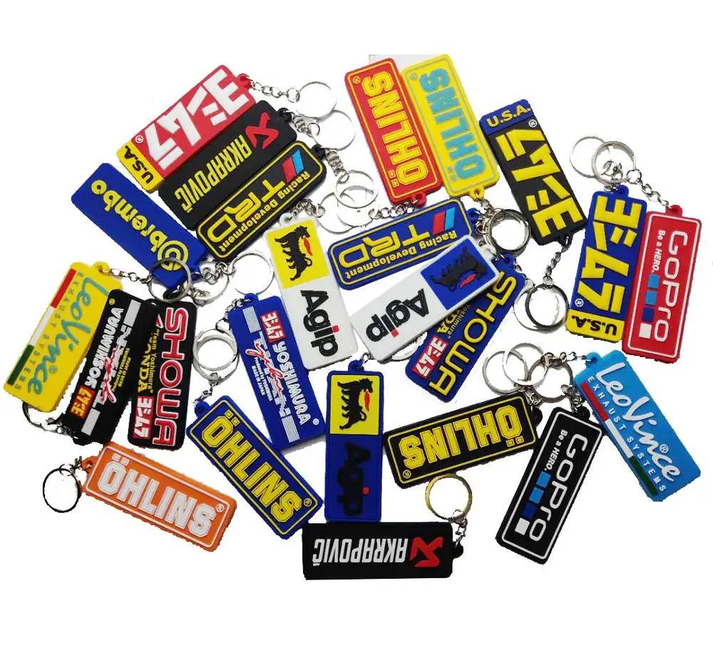 

Motorcycle Keychain Keyring 3D Rubber Keychains Double Side Creative Key Ring Keyrings For Leovince Yoshimura USA Racing