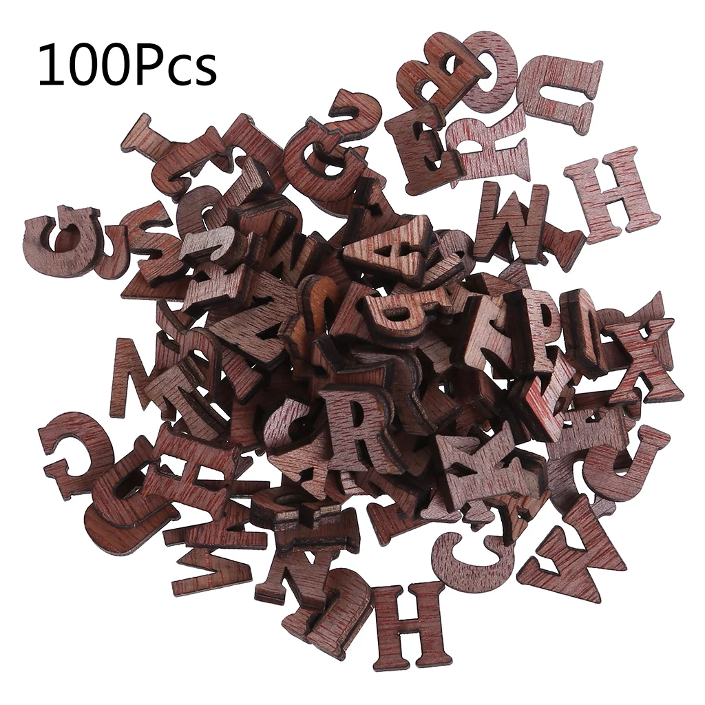 

New 100pcs Laser Cut Wood Embellishment Wooden Letter Shape Craft Wedding Decor