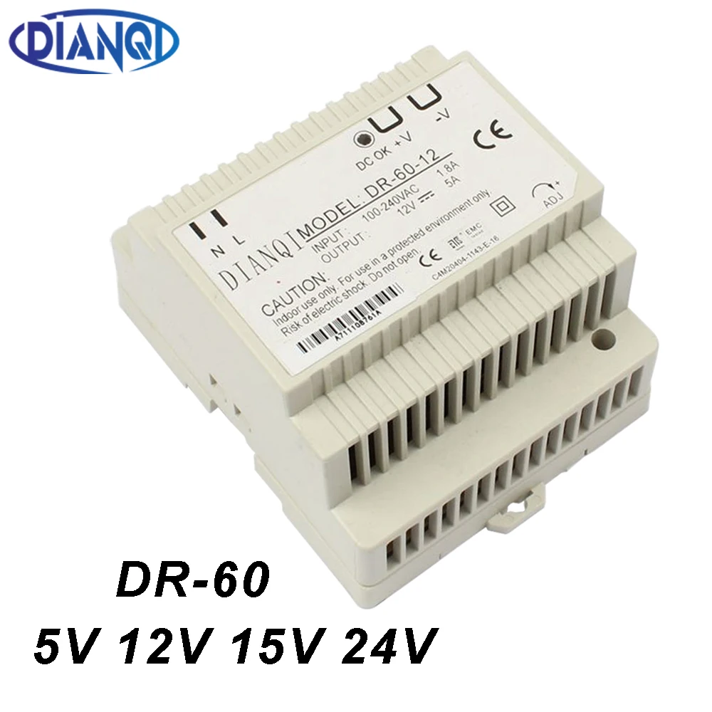 DIANQI Din rail блок питания 60 Вт 5 в 12 В 24 мощный ac dc преобразователь хорошего качества DR