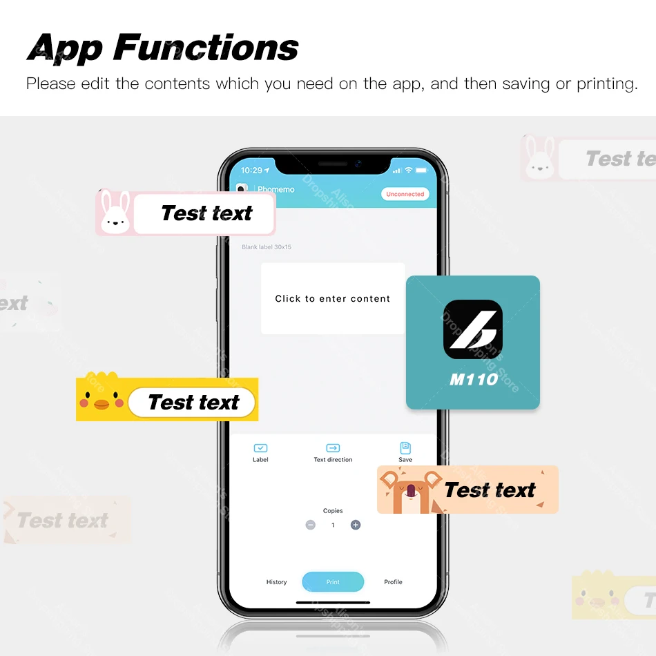 Термальный стикер Принтер для этикеток с Bluetooth Стикер штрих код этикетка принтер