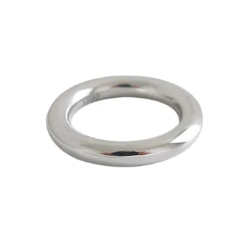 

SUNIANGON Round Closed Ring Real 925 Sterling Silver Heavy Thick Closed Ring White Gold Geometric Ring Korean Women 925 Jewelry