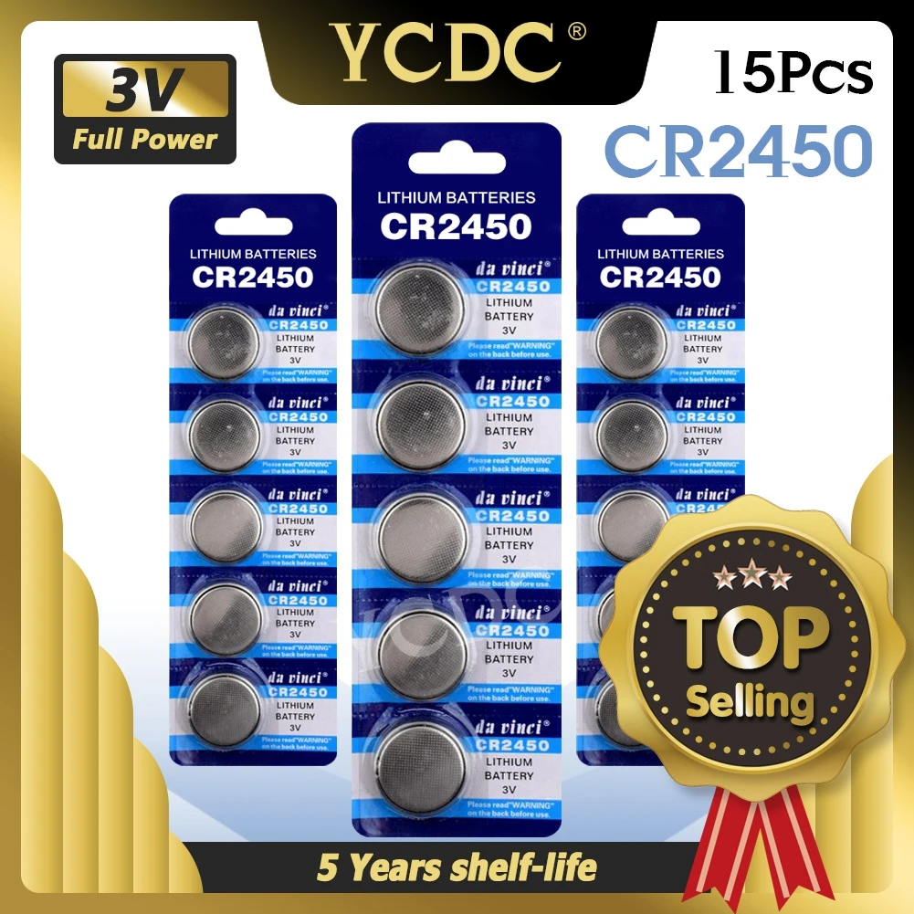 15 шт. CR2450 Кнопочная батарея 3 в литиевые батареи CR 2450 LM2450 5029LC для часов пульт