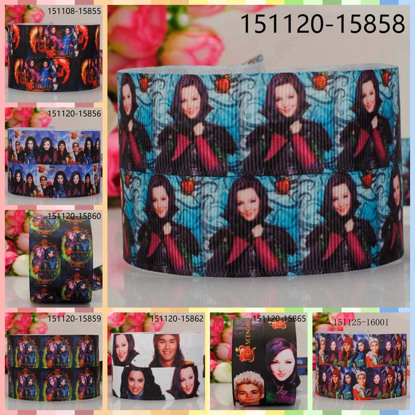 

10yards -different sizes -lively cartoon movie descendant ribbon printed Grosgrain ribbon