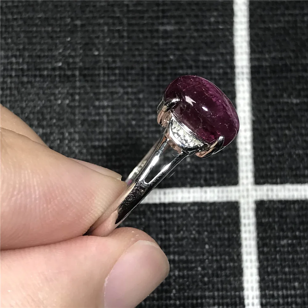 Настоящий природный красный турмалин Кольцо для женщин 9x7 мм бусины кварц серебро юбилей любовь подарок Мода регулируемое кольцо AAAAA