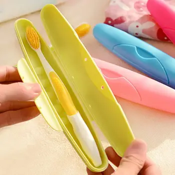 

Sweet Candy Color Travel Portable Toothbrush Storage Box Case with Lid Flip Buckle Waterproof Leakproof Plastic Container