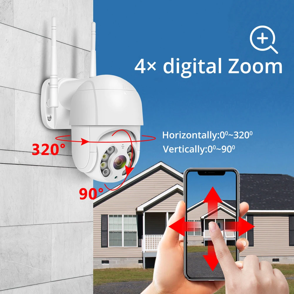 Wi Fi IP PTZ камера 1080P 2MP наружная Водонепроницаемая видеонаблюдения купольная