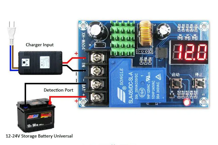 XH-M604 Battery Charger Control Module DC 6-60V Storage Lithium Battery Charging Control Switch Protection Board