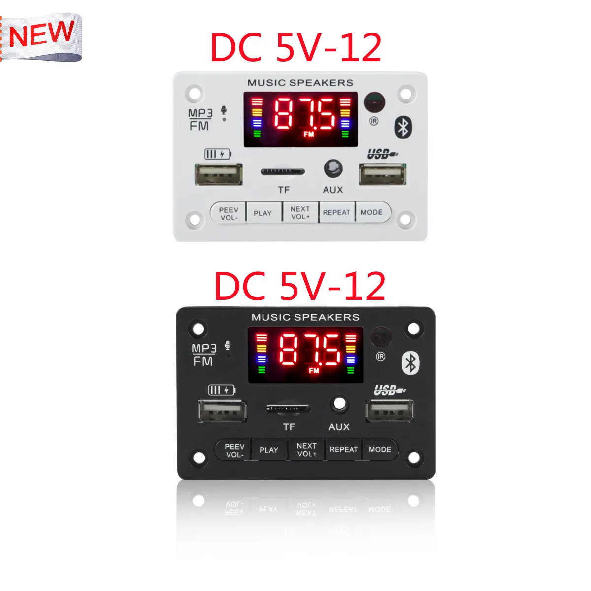 Wireless Bluetooth 5.0 5V 12V MP3 WMA Decoder Board Car Audio USB TF FM Radio Module Color Screen Player with Remote Control | Электроника