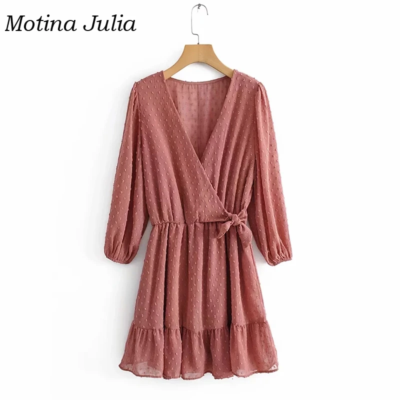 Motina Julia осенний шифоновый жаккардовый комбинезон, женский комбинезон с v-образным вырезом и рюшами, короткий комбинезон