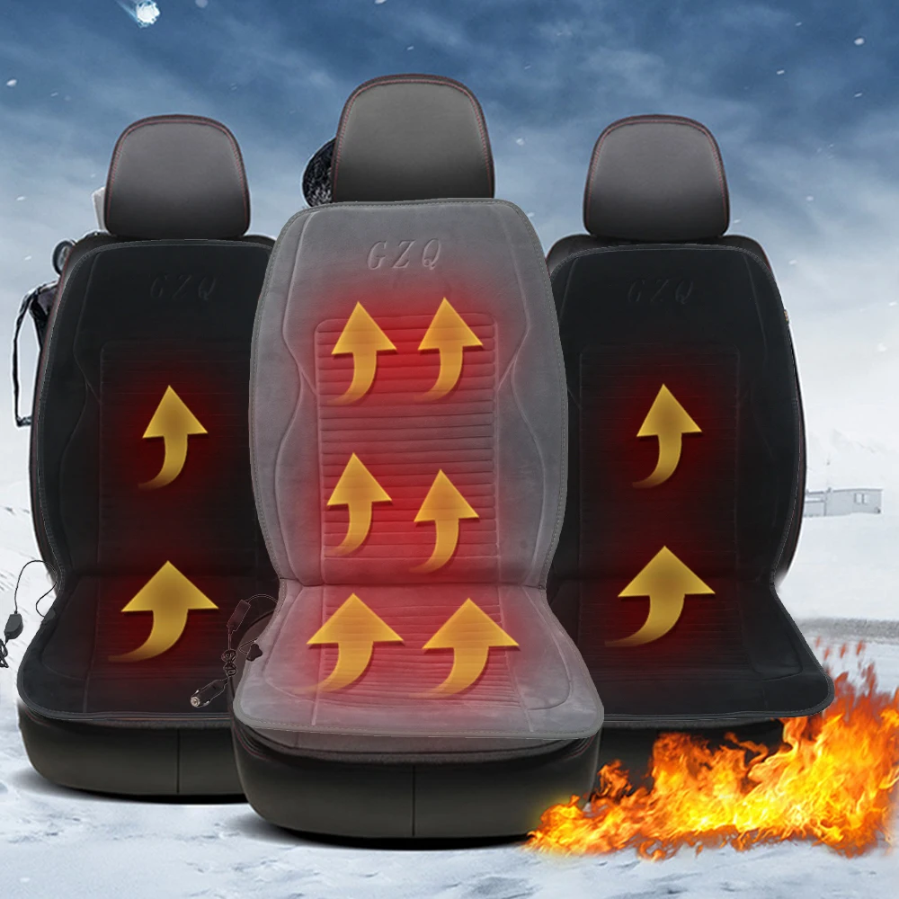 

Universal 12V Electric Car Front Seat Heating Cover Padded Thermal Cushion Warm Winter Heater Velvet Vehicle SUV Seat Covers