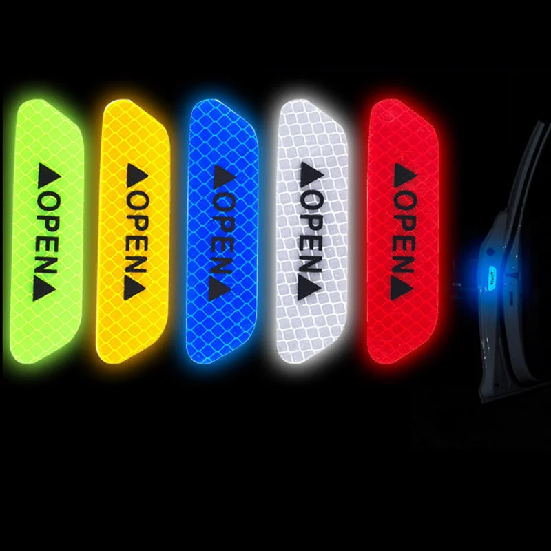 4Pcs Car Door Safety Warning Mark OPEN Reflective Stickers for Renault Koleos Clio Scenic Megane Duster Sandero Captur Twingo | Автомобили