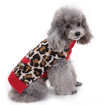 

Leopard Cat dog sweater dog Clothes Winter Warm Puppy Pet Knitwear Sweaters clothing for small Medium Large big Dogs