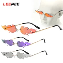 LEEPEE очки для вождения автомобиля УФ 400 очки без оправы солнечные очки волны уличная огненная пламя солнцезащитные очки модные трендовые узкие