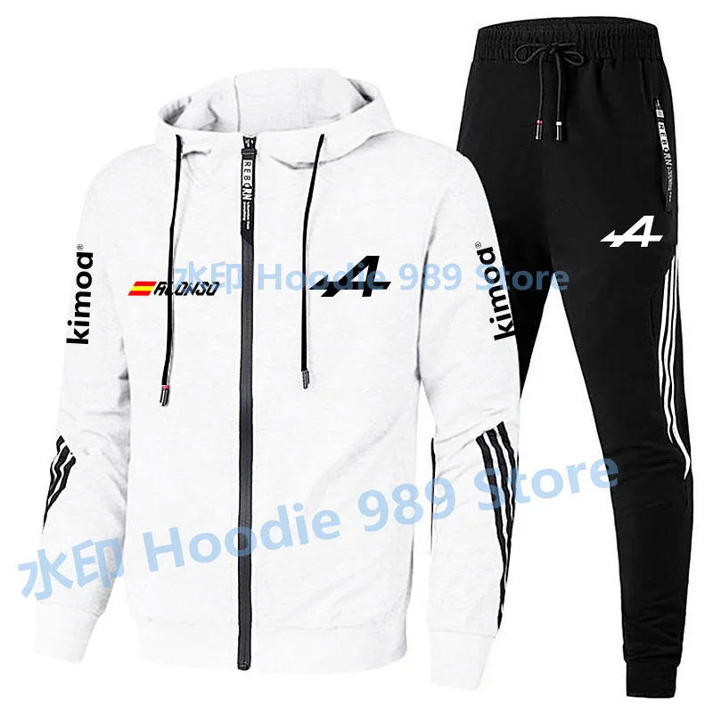 2022Spring Formula One Racer Alonso F1 Alpine team Racing Fans zipper hoodies tracksuit men's sets clothes+trousers Sweatshirt mens sweatsuits sets Men's Sets