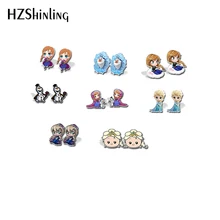 Серьги с изображением Эльзы и Анны, очаровательные акриловые серьги принцессы из мультфильма, эпоксидные украшения, подарки для девочек