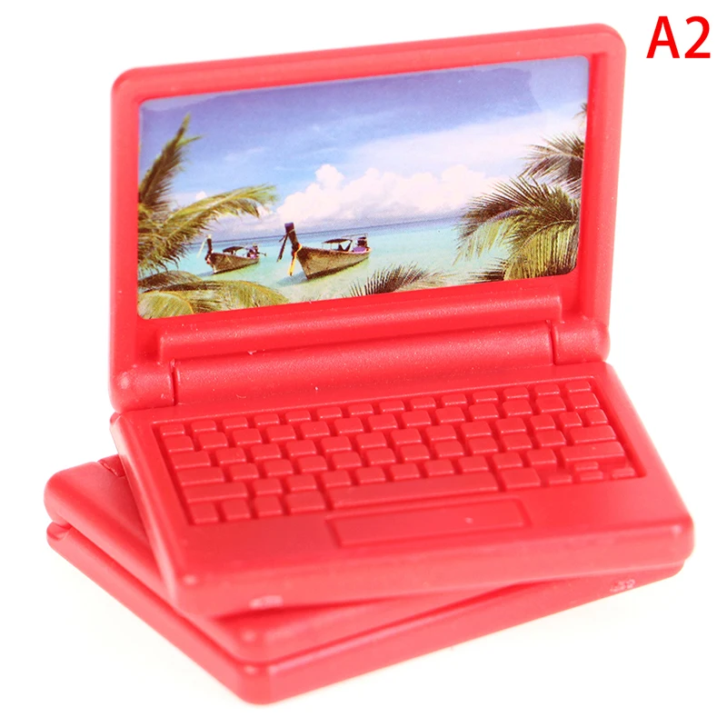 2pcs Creative Dollhouse Miniature Modern Computer Furniture For Children Toy Furniture For Dolls Laptop Computer