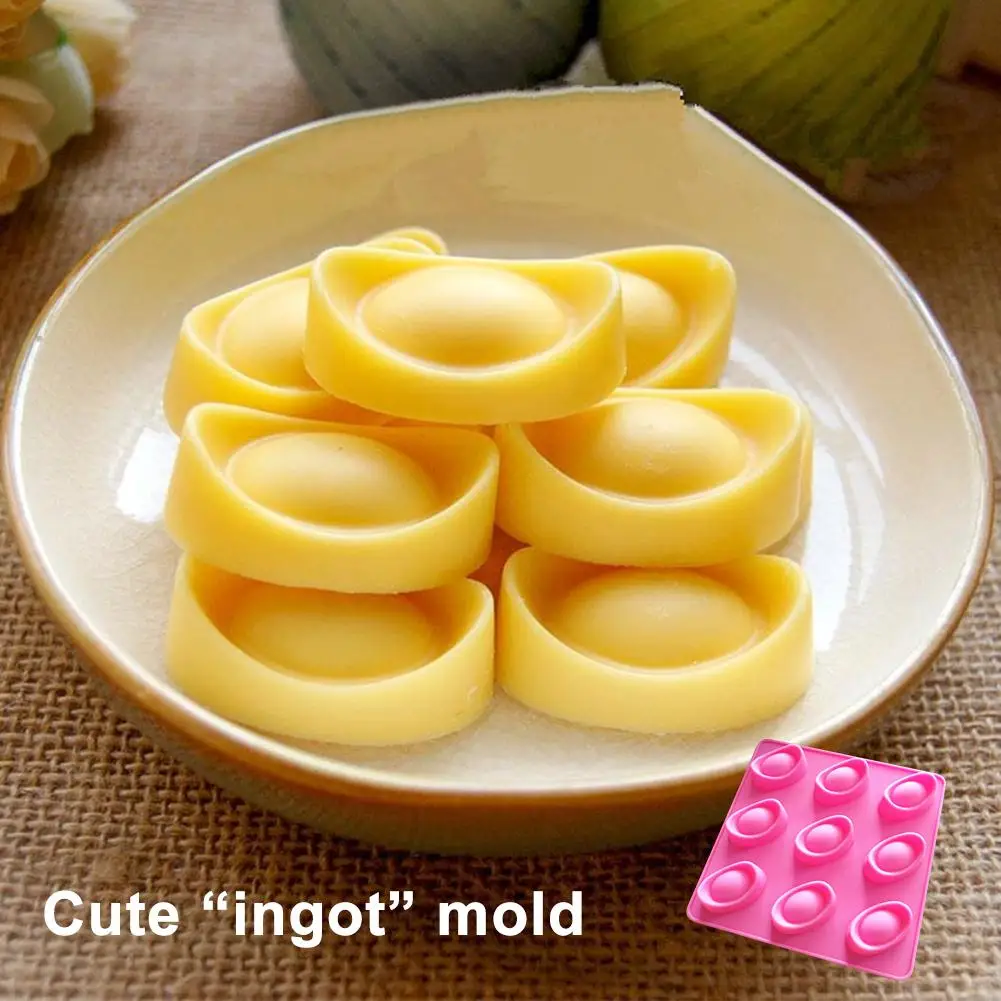 

9 Cavities Gold Ingot Silicone Chocolate Cake Pudding Jelly Mold DIY Baking Tool