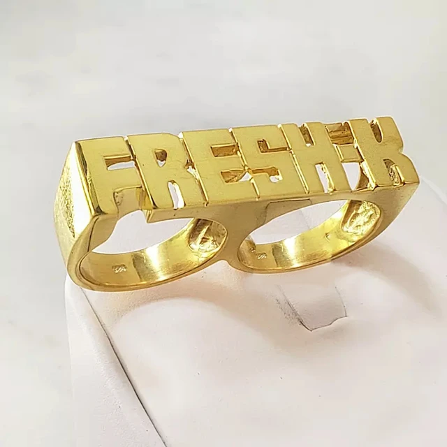 24K Gold Plated Sterling Silver Personalized Name Ring - Bar Design Below  Name - Size 7 - Made in USA - Walmart.com