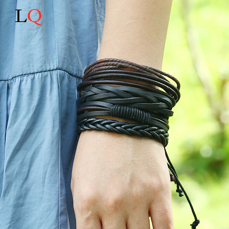 Pulseras de cuero hechas a mano para hombre y mujer, brazalete accesorios de joyería para hombre y mujer, regalo|Pulseras de amuleto| - AliExpress