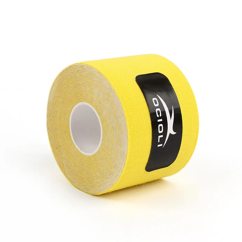 Yellow 5 см* 5 м эластичный бинт лейкопластырь на Kinesiologe лента спортивных травм напряжение мышц защиты кинезиологии ленты лентой мышц - Цвет: Yellow