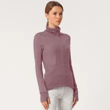 Зимняя новая модная куртка для йоги с воротником-стойкой, двусторонний нейлоновый Топ с длинным рукавом для фитнеса, одноцветная Спортивная одежда на молнии для тренировок