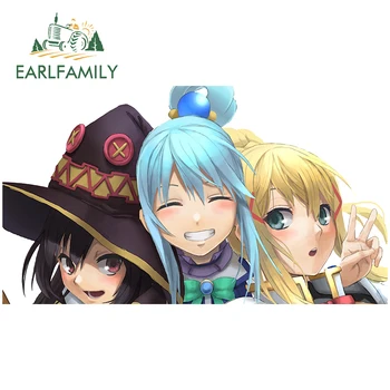 

EARLFAMILY 13cm x 7.4cm for KonoSuba Aqua Darkness and Megumin Vinyl Car Stickers Anime DIY Personality Laptop Car Door Decal