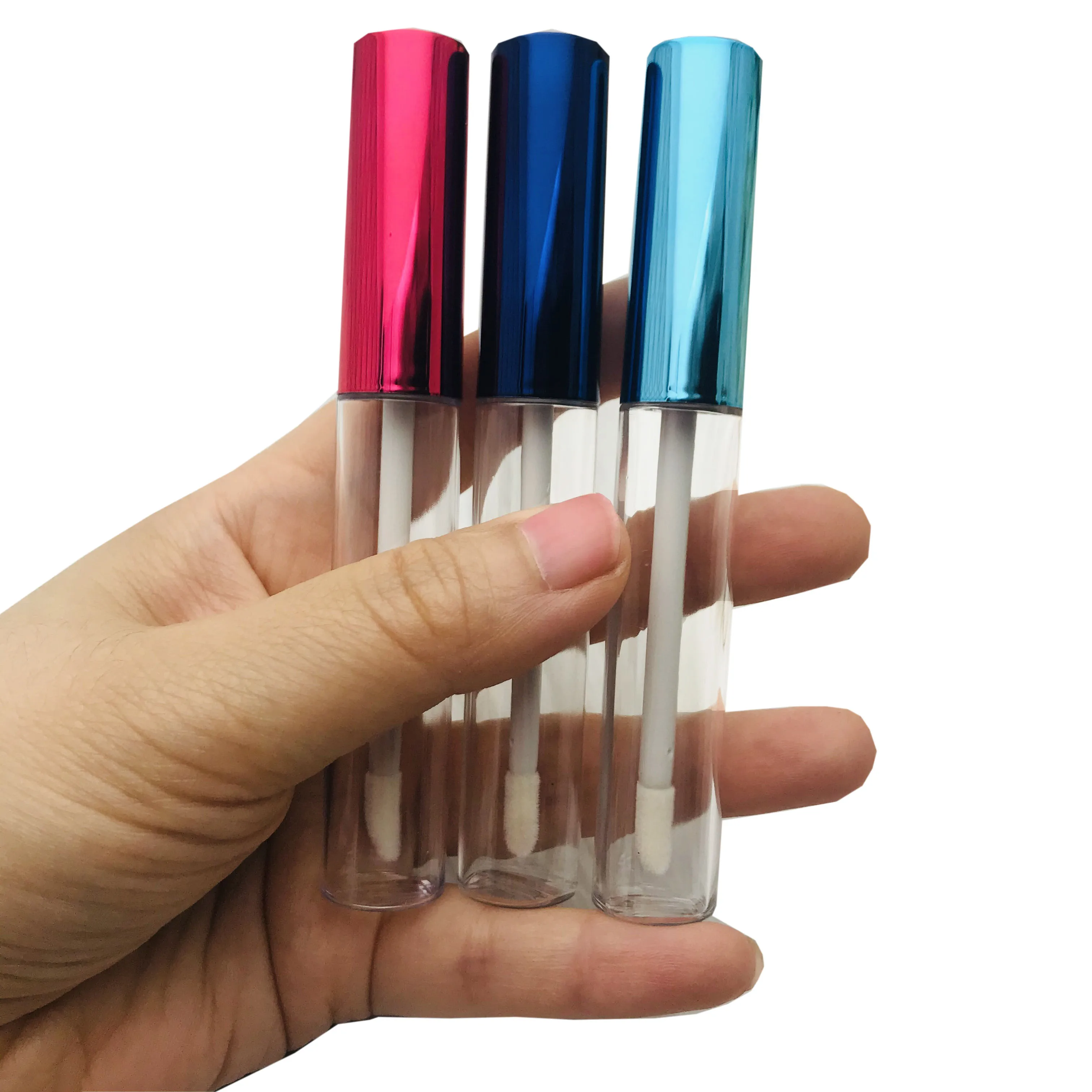 10ml Empty Lip Gloss Tubes,DIY Gold Portable Plastic Elegant Liquid Lipstick Container,Round Mini Lipgloss Sample Bottle