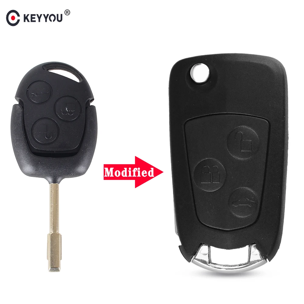 KEYYOU складной чехол для ключей с 3 кнопками Ford/Focus/Mondeo сменный откидной Чехол
