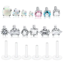 1pc piercings labret monore lábio anel piercings zircon travus cartilagem helix barra flexível bioplast piercings jóias 16g