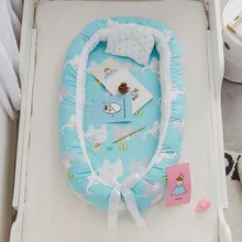 Переносная детская кровать-гнездо с подушкой для новорожденных, дорожная кровать для улицы, съемная и моющаяся детская кроватка, гнездо 90x50 см