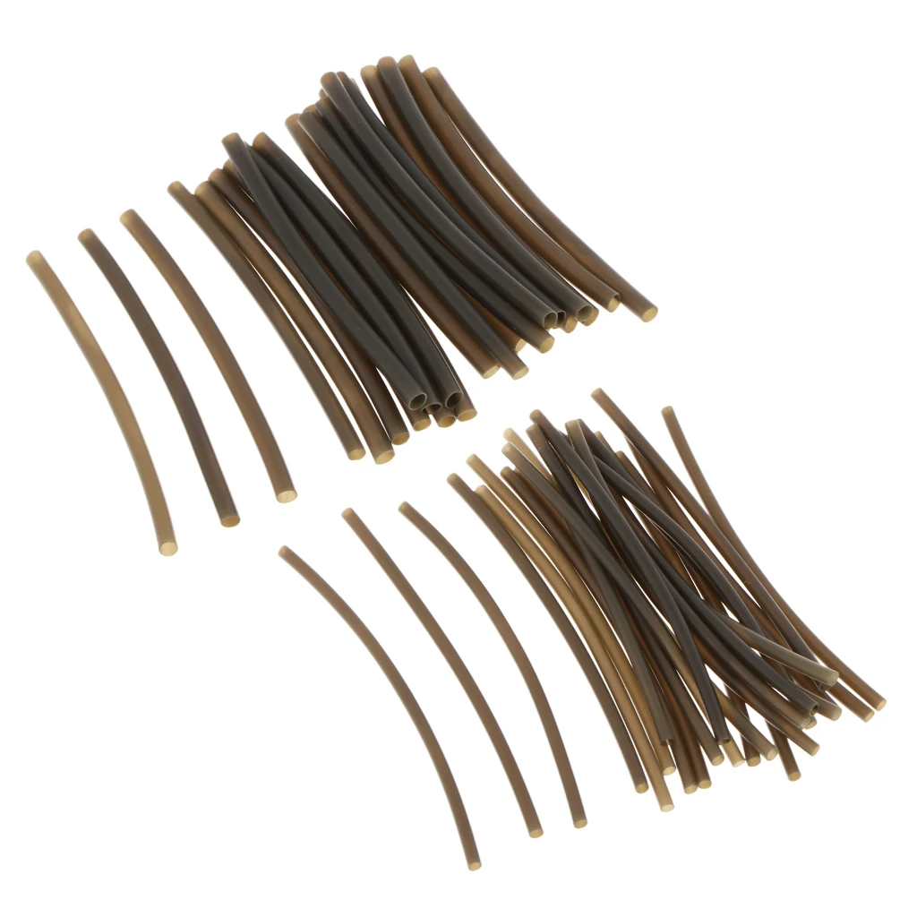 50pcs Heat Shrink Tubing Rig Tube Sleeves Fishing Hair Rigs Hook DIY Terminal Tackle 1mm 2mm