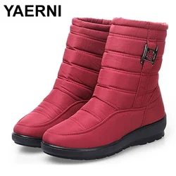 YAERNI  female boots 2021 new winter snow boots warm fur ankle boots for women wedge heel shoes winter boots zipper boots