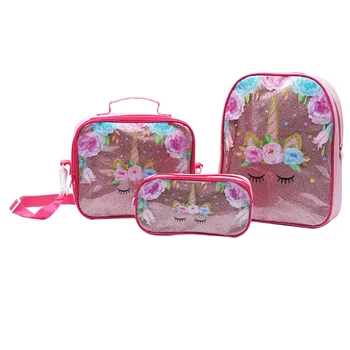 

Hot Sale Unicorn Kids Cartoon Schoolbags For Girls Boys Cute Kids Backpacks Children School bag 3 Piece Set
