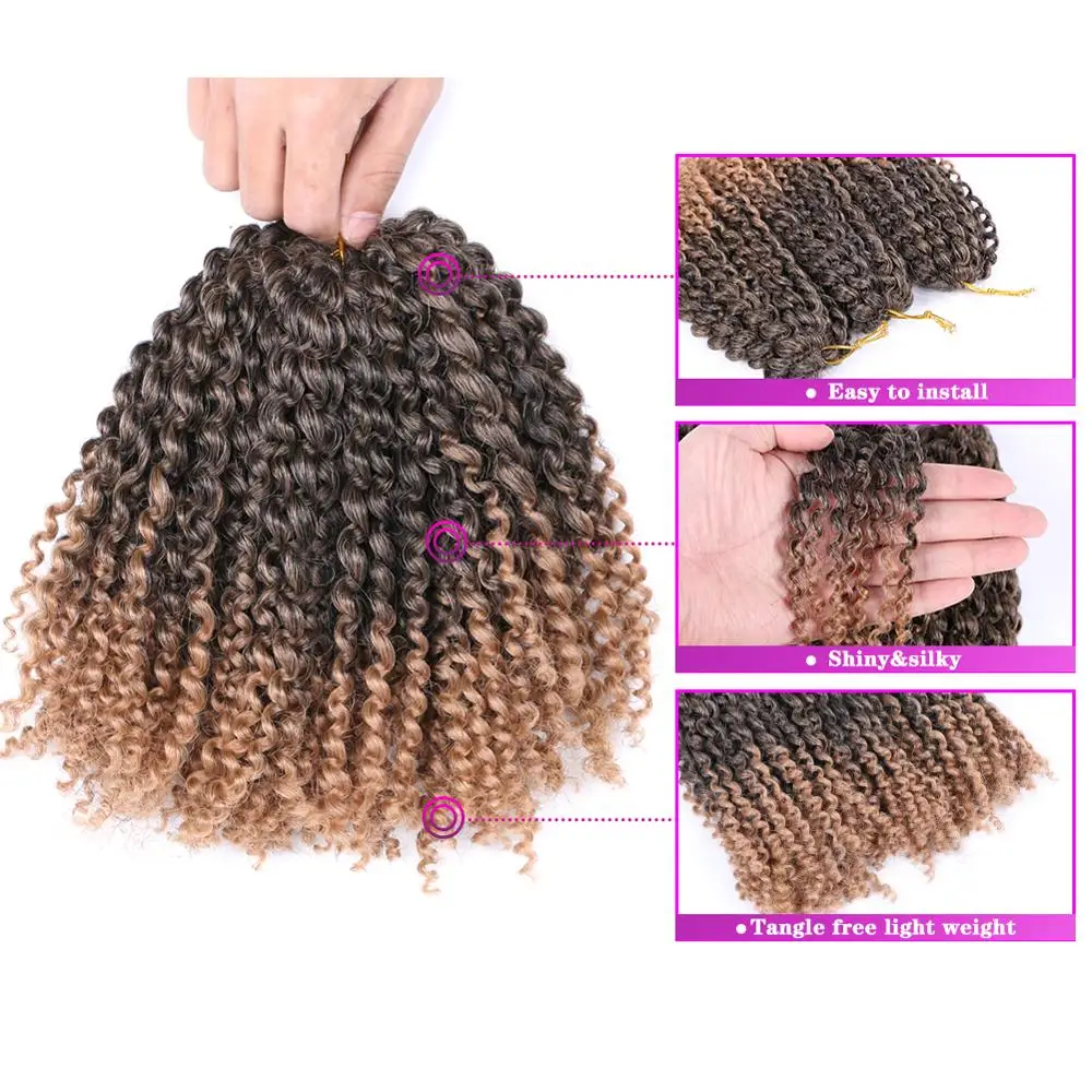 DAIRESS 8" Marlybob Afro Kinky Curl Twist Crochet Hair 3Pcs/Lot Marlybob Crochet Hair Jerry Curl Braiding Hair Extensions